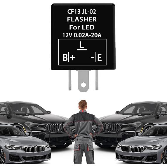 CF13 EP34 Electronic Flasher Relay, 3-Pin 12V Flasher Relay for LED Turn Signal, Blinker Relays for Fix Hazard Warn Hyper Blink Flash, Fit Car SUV