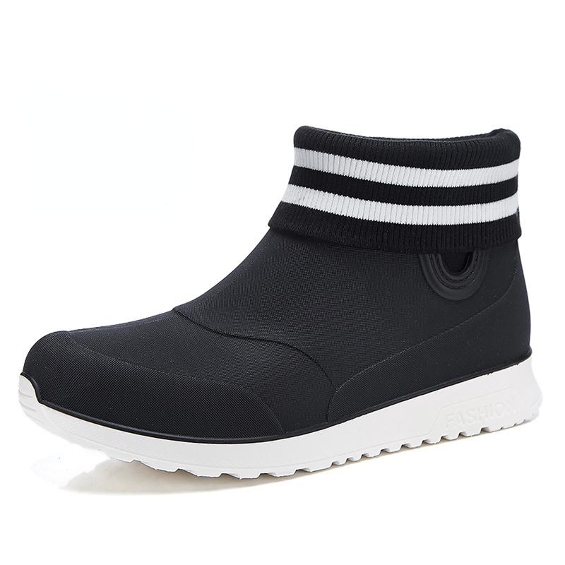 Fashion Black Rain Shoes for Men Rubber Shoe Platform Ankle Boots 2025 Autumn Winter Slip On Booties Boots for Men Waterproof Work Botas