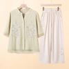 Women's Floral Embroidered Summer Blouse & Pant Set