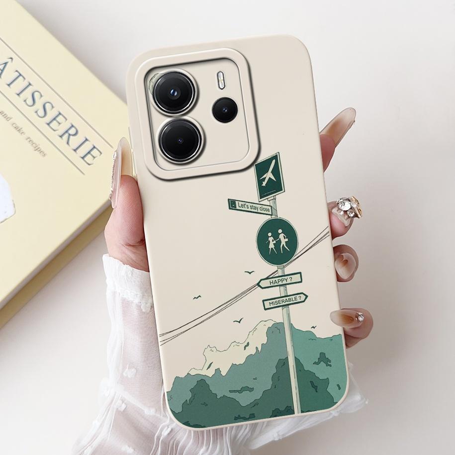 For Xiaomi Redmi Note 14 4G European Case Beautiful Sunset Bamboo Girls Soft Silicone Protective Cover on Redmi Note14 EU Bumper