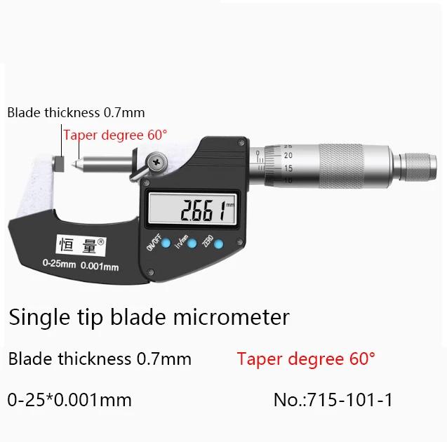 Hengliang 0-25mm 0.001mm Measurement High-precision Stainless Steel Blade Tip Keyway Small Head Micrometer Micrometer Digital