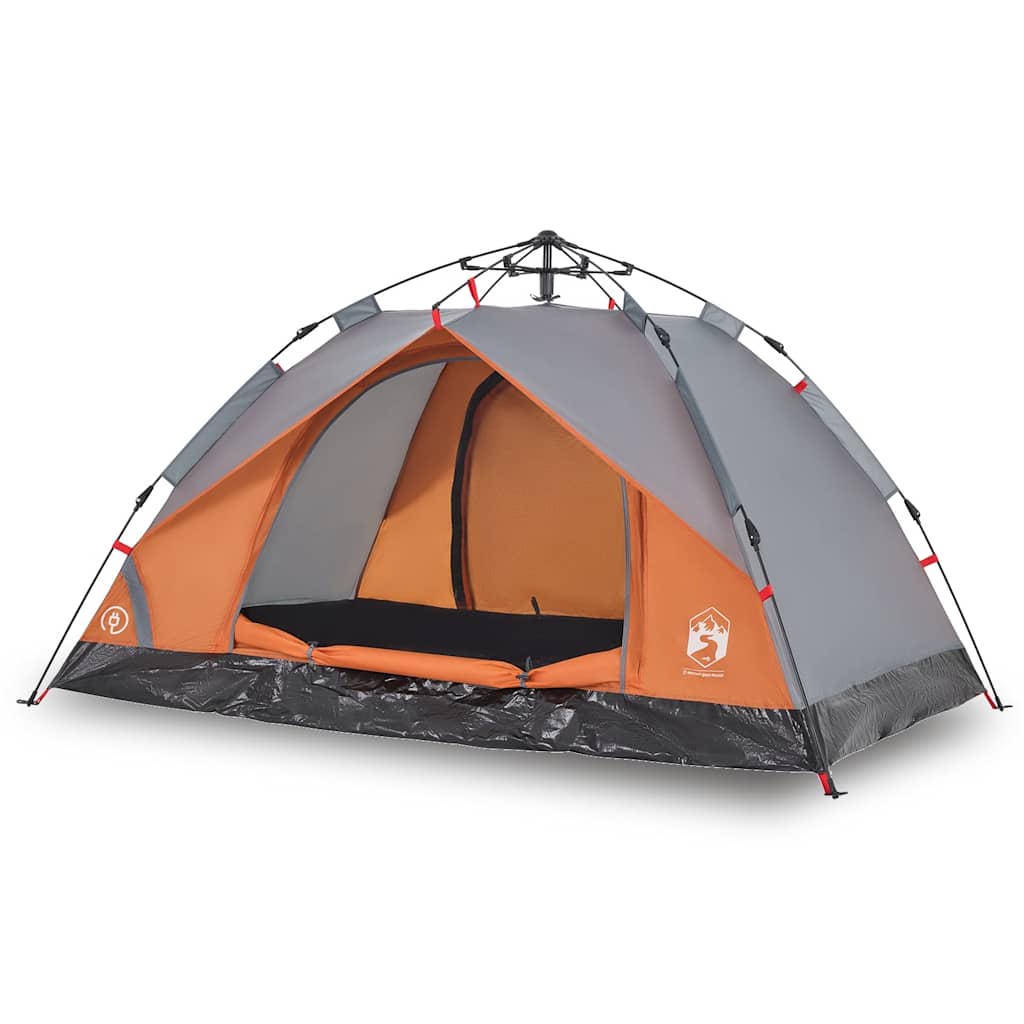 Dome Camping Tent for 3 Persons Grey and Orange Quick Release System