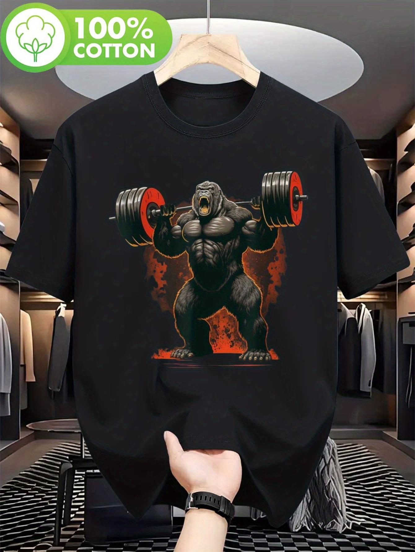 

Gorilla Men Cotton TShirt Fitness Muscle Black Casual Athletic Style - Men s Summer Cotton Graphic Tee S разноцветный