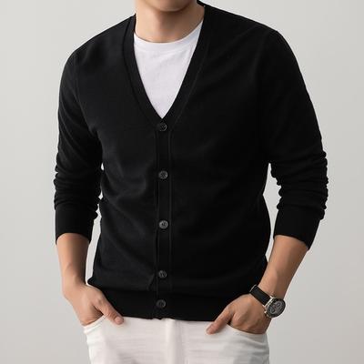 Men'S Cardigan Autumn Loose Handsome Knitted Sweater V-Neck Sweater Versatile Thin Coat