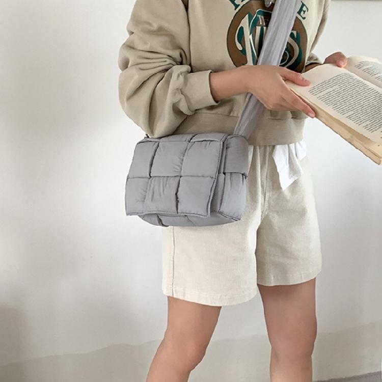 Contemporary Cotton Space HandbagsLarge Puffer Woven Shoulder Bag for Women