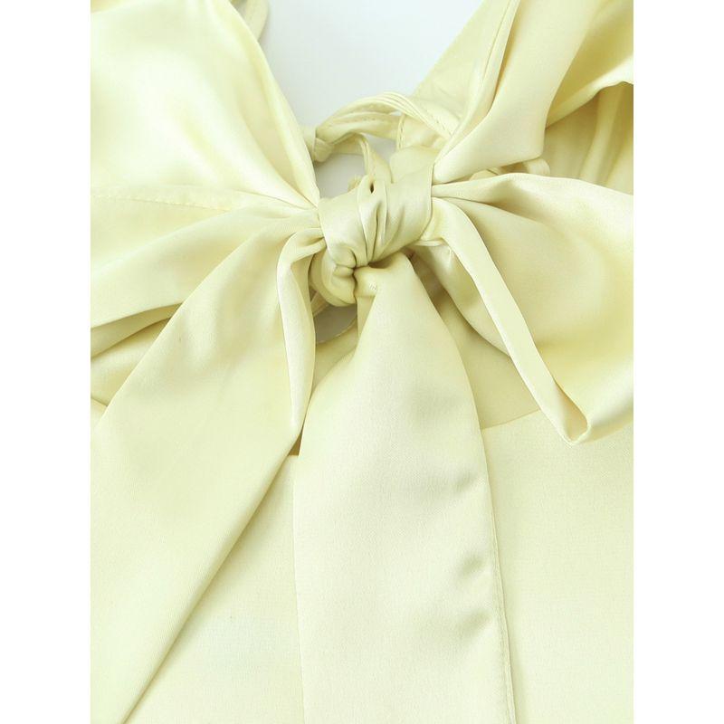 Kaslead New Arrival Women's Clothing Fashion Style Fashion Slim-Fitting Simple Elegant Silk Satin Shoelace Dress