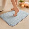 Coral Velvet Floor Mat, with Pebble Pattern Bathroom Carpet, Absorbent Non-Slip Door Mat for Bathroom Entryway Kitchen