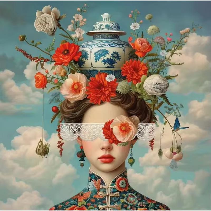 

Мечтательная Таинственная Девушка Эстетическое Искусство Холст Картина Сюрреализм Цветы Девушки Постеры Принты Модерн Комната Домашний Декор Фреска 21cm×30cm NoFrame