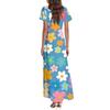 Women's Hawaiian Print Casual Round Neck Short Sleeve High Waist Dress