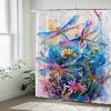 Waterproof Artistic Dragonfly Bath Curtain With 12 Hooks - Suitable For Home, Hotel, And Machine Washable