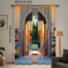 2Pcs Moroccan Curtains Typical Moroccan Door To Old Medina Mediterranean Historical Arch Entrance For Bedroom Living Room And
