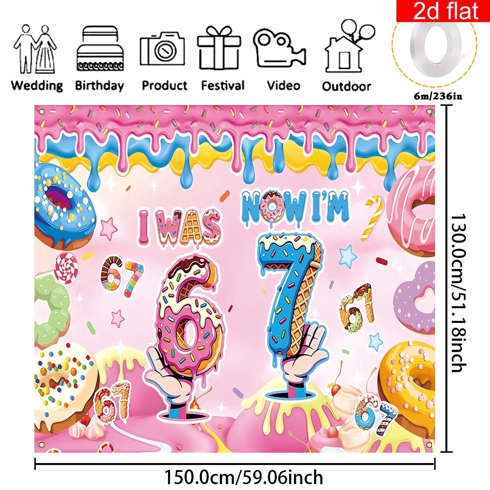 1 piece 2D flat banner | Birthday theme party photography background polyester material dessert theme
