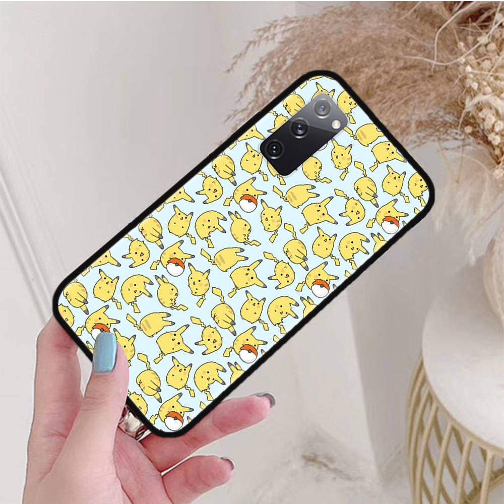 Black Case for Samsung Note 20 Lite S24 Ultra S23 A03 A05 A06 A11 A71 A15 A16 A13 A24 A25 A33 A52 A53 A50 M55 M35 Plus P-35 Cute Pokemons Pikachus