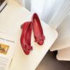 Height increase 5cm patent leather bow red ballet shoes women's 2025 summer new retro one-pedal shallow mouth single shoes