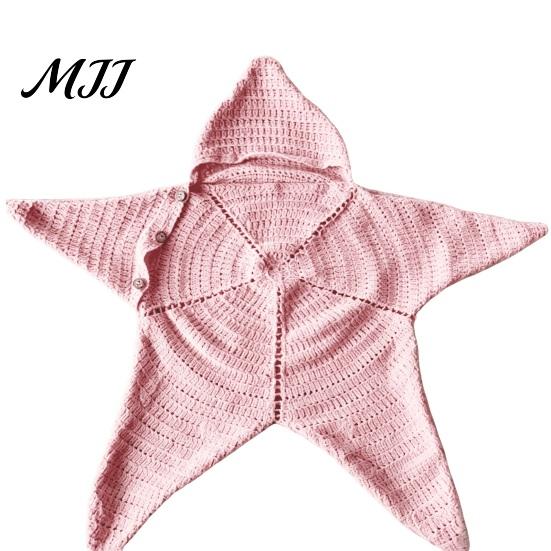 Cute Baby Photo Outfit Star Knit Sleep Sack, Christmas Newborn Swaddle with Hood, Festive Sleepwear Soft Wool Yarn Romper for 0-3 Months, Holiday