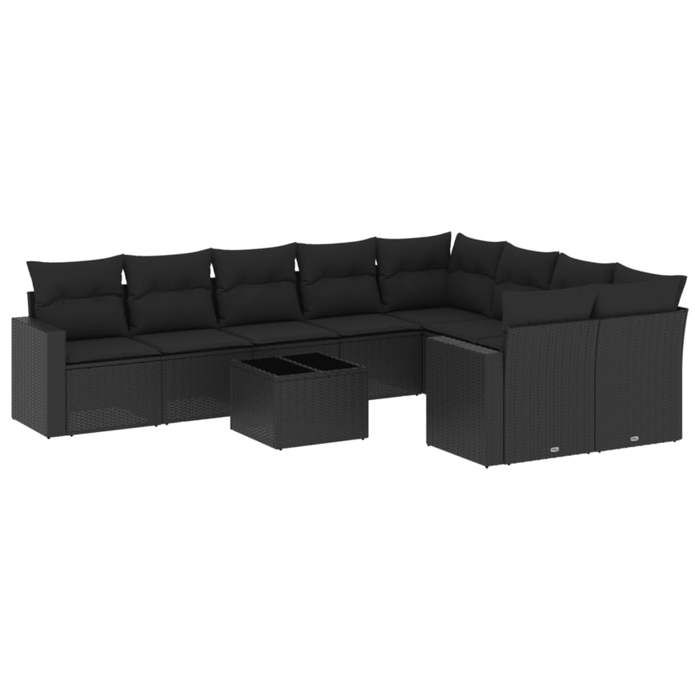 VidaXL Garden Lounge Set with Cushions 10 Pcs, Patio Sofas, Patio Furniture Set, Outdoor Furniture, Black 3251782