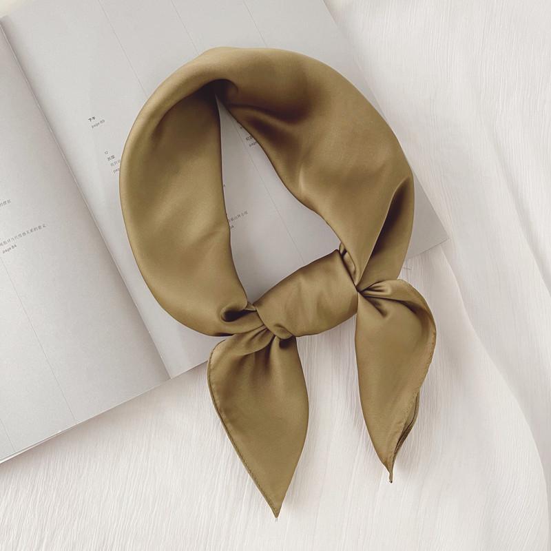 Luxury Solid 70*70cm Silk Square Scarf Women Soft Satin Hairband Neckerchief Tie Female Headband Foulard Bag Ribbon Gift