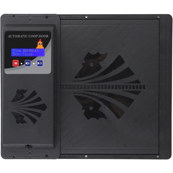 Porte automatique de poulailler AIMOONSA - ouvre-porte électrique LED, minuterie programmable, anti-pincement, noir