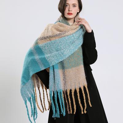 Women Winter Lattice Imitation Cashmere Scarf For Thick Warm Pashmina Blanket Lady Bufanda Shawl Tassel Echarpe Poncho Stoles