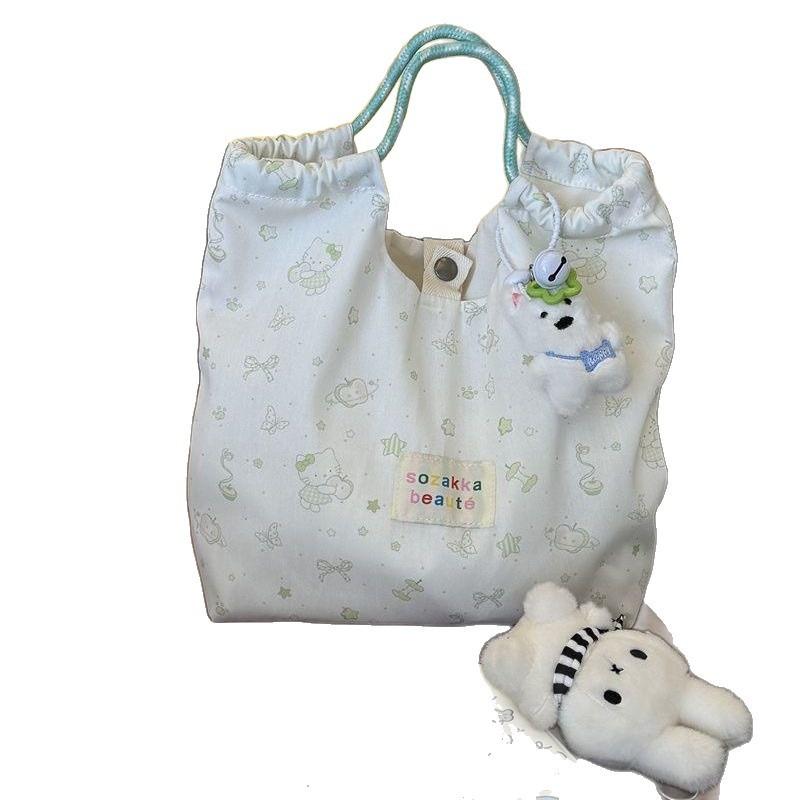New cute floral shoulder canvas bag student female shoulder bag large capacity tote bag tote commuter bag