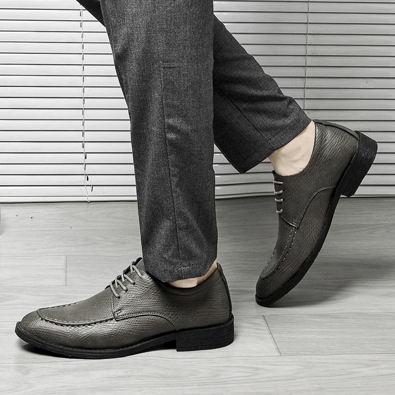 Fashion Handmade Soft Comfortable High Quality Casual Non-slip  Men's Fashionable Simple Lace Up Oxford Leather Shoes Formal Men's Shoes