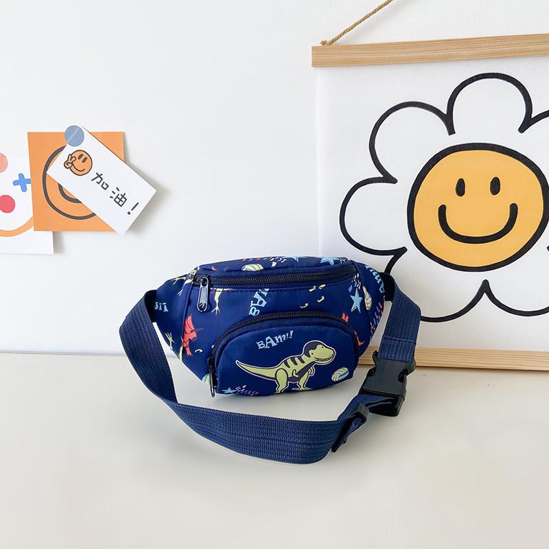 Stylish Children's Canvas Crossbody Bag With Adorable Cartoon Dinosaur Design