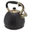 3.5L Whistling Tea Kettle Stainless Steel Pumpkin Shape Tea Pot Stovetop Teapot Black