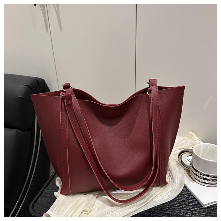 Große Kapazität Retro Lässig Sommer Schlicht Neu Einfarbig Mode Schön Unterarm Tote Schultertasche Frauen