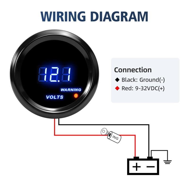 52mm Digital Blue LED Backlight Voltmeter Display Car Gauge Voltage 12V Volt Meter Fit for 12 V Car Accessories Universal
