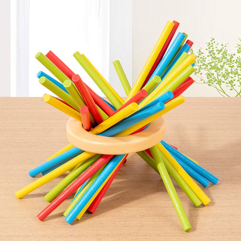 Parent Child Interactive Wooden Stick Montessori Toy Sensory Skills Battle Game Spatial Thinking Training Puzzle Gift for Kids