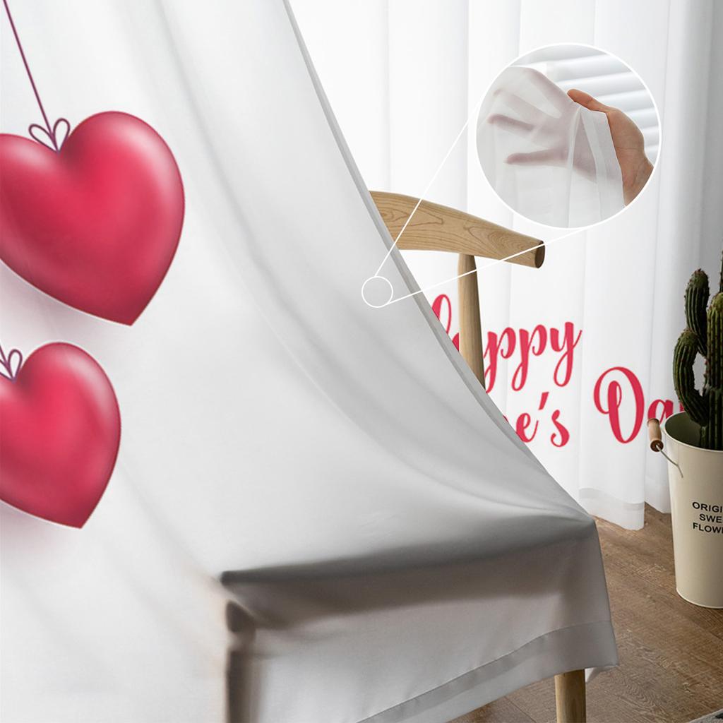 Walentynkowe Gałązki Tiulowe Zasłony Do Salonu Sypialni Dekoracja Domu Szyfonowe Przezroczyste Woalowe Zasłony Kuchenne