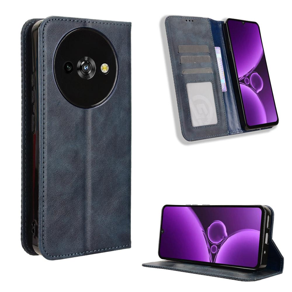 Für Oukitel C59 Pro Lederhülle Brieftasche Ständer Retro Textur Handyhülle