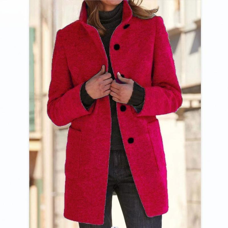 IHUASU Vintage Casual Lattice Print Long Sleeve Polo Neck Jacket for Autumn/Winter
