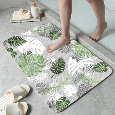 1Pcs Leaf Printed Floor Mat For Kitchen Laundry Room Absorbent Non-slip Carpet Bathroom Rug Home Entrance Doormat Washable Floor Mat