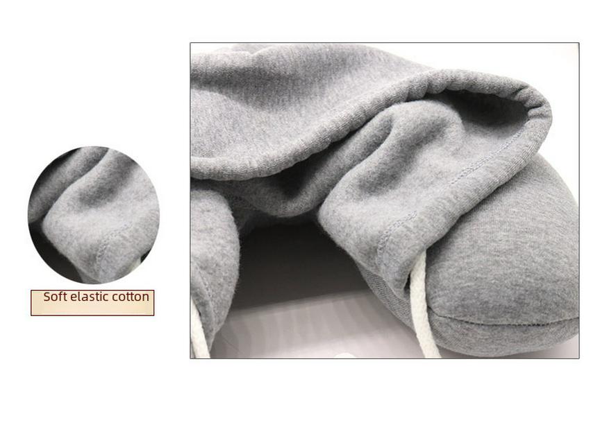 U-Shaped Hooded Neck Pillow with Hat, Cotton Micro-Particle Travel Pillow for Airplane or Nap