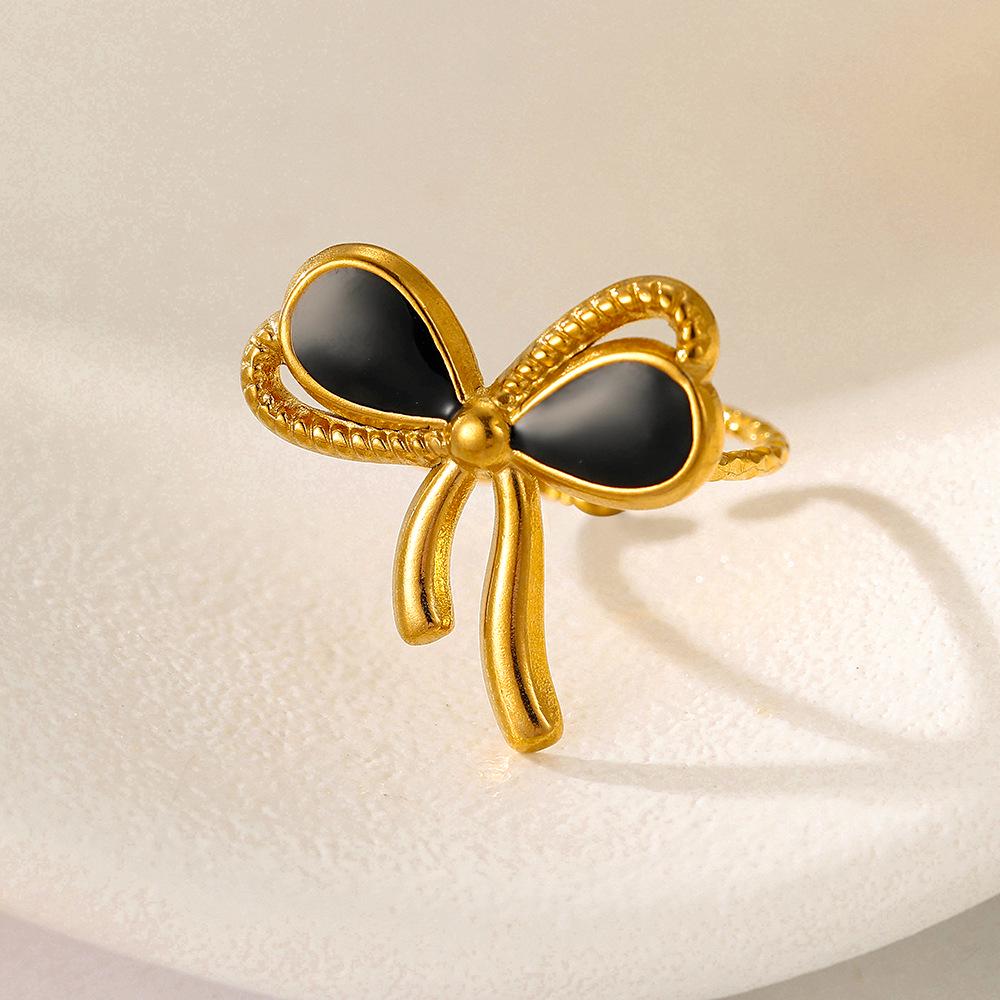 18K Gold-Plated Bow Stainless Steel Ring: European Style, Exquisite & Versatile Index Finger Jewelry
