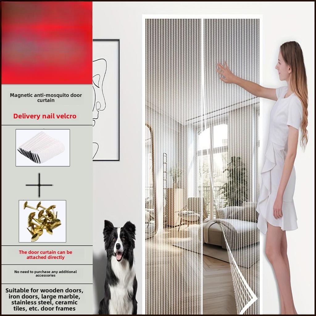 Ușă magnetică cu plasă anti-țânțari, de vară, cu întrerupător automat, anti-țânțari, anti-insecte zburătoare, perdea de ventilație pentru ușă, material textil, uz casnic