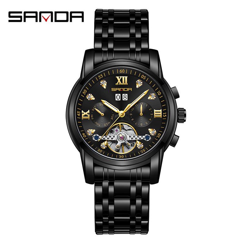 Sanda Men's Automatic Tourbillon Watch with Calendar - Trendy and Cool Design