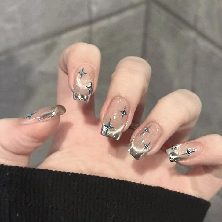 Noste nehty Advanced Kočičí oko Kamínky Francouzská Ručně dělaná Manikúra Nehtová fólie Spice Girl Čistá Touha Umělé nehty