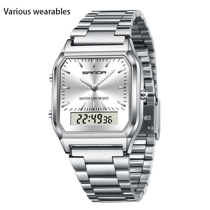 

Мужские ретро электронные часы модные персонализированные мужские часы стальной ремешок легкие часы