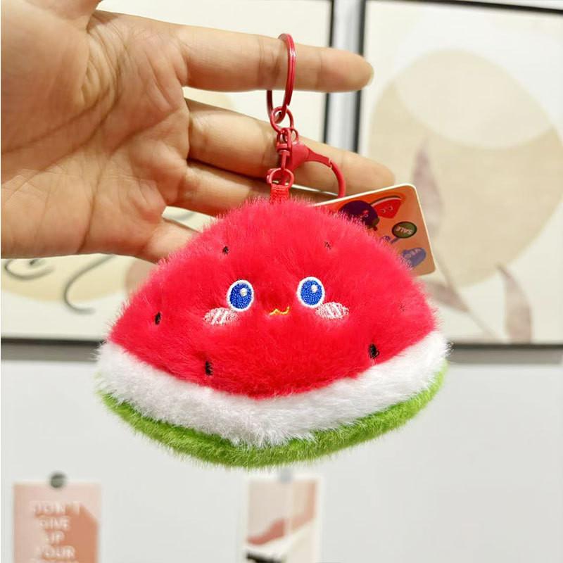 Collectible Plush Fruit Keychains Featuring Charming Characters Like Strawberry Cherry And Eggplant