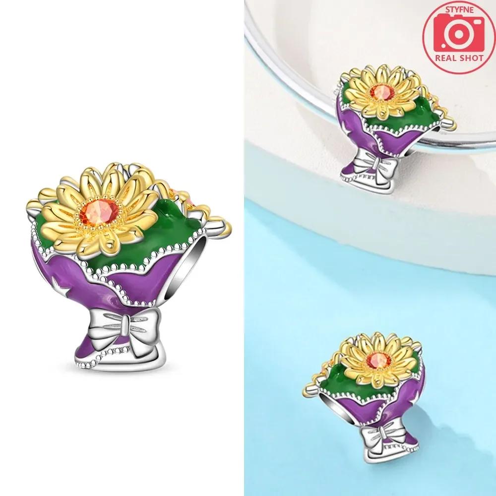 Rose Bouquet Bead Charms copper Colors Charm Bead Charms Compatible With Authentic Charm Bead Charms Bracelets Bead Charms for Women Jewellery Making