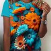 Summer Women's 3D Printed Crew Neck T-Shirt Fashion Versatile Breathable Trend Casual