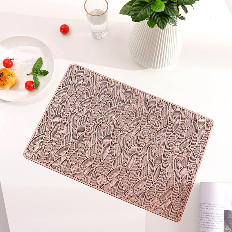 

1Pc 45x30cm Leaves Pattern Rectangular Hollow Dining Mat Placemat PVC Cup Coffee Table Kitchen Home Decoration 45x30cm бронзовий