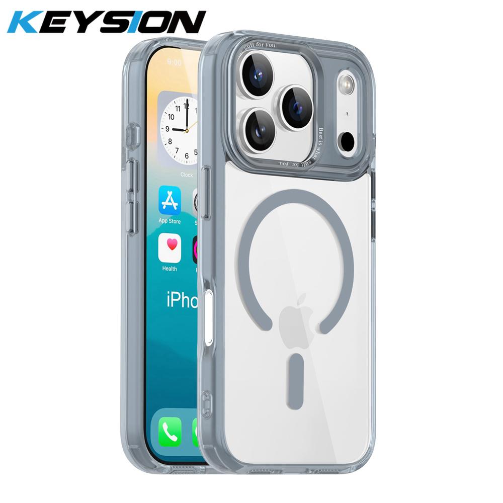 KEYSION Αντικραδαισμική Διαφανής Θήκη για MagSafe για iPhone 17 Pro Max Μαλακή TPU+PC Μαγνητική Ασύρματη Φόρτιση Τηλεφώνου Διάφανη Θήκη