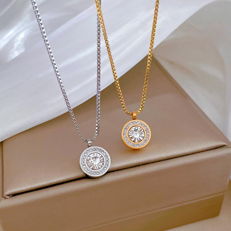 Titanium Steel Ring Full Diamond Minimalist Furnace Real Gold Necklace Female Collarbone Chain Accessories