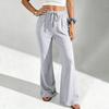 Women's Casual Color Drawstring Waist Loose Fit Flare Jogger Pants