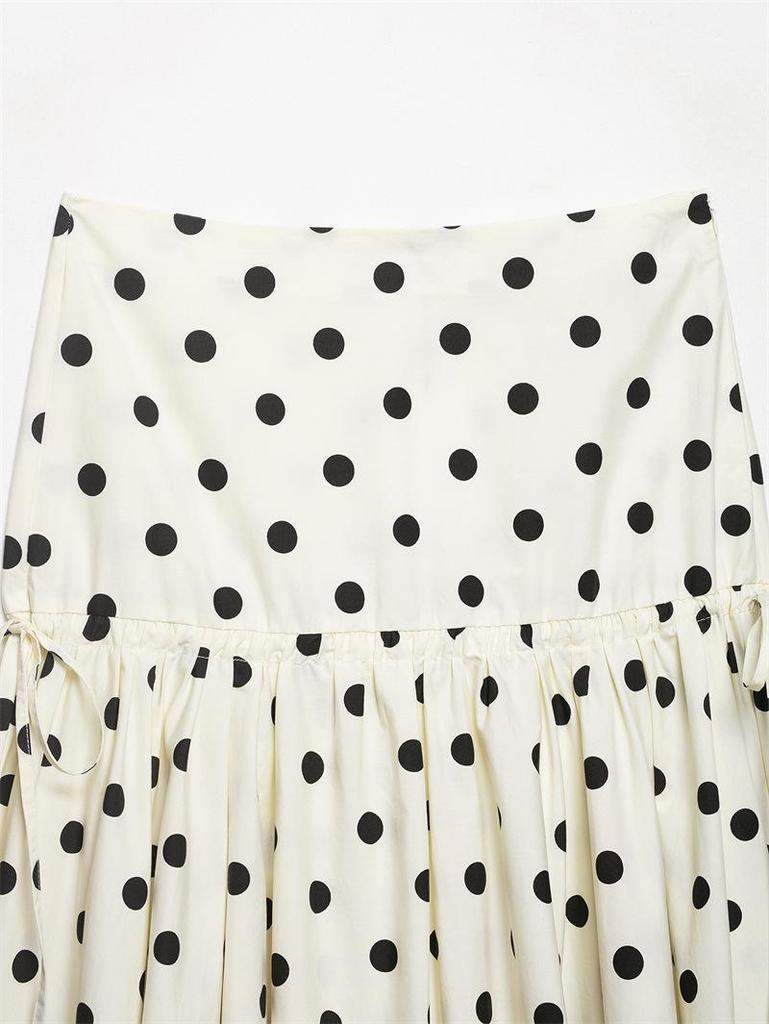 2026 Polka Dot Crop Top & Midi Skirt Set for Women