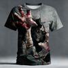 Halloween Men's Skull Optical Illusion 3D T Shirt Short Sleeve T shirt 3D Print Crew Neck Shirt Horror Club Party Streetwear