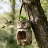 Mangeoire à oiseaux Statue Hibou en Résine Mangeoire à oiseaux Extérieure Station d'alimentation Moineaux Pour Jardin Extérieur Cour Patio Terrasse Porche